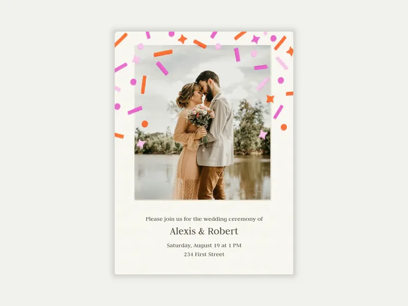 Pink Confetti Snapshot (Photo) - all_design_your_own - Invitation