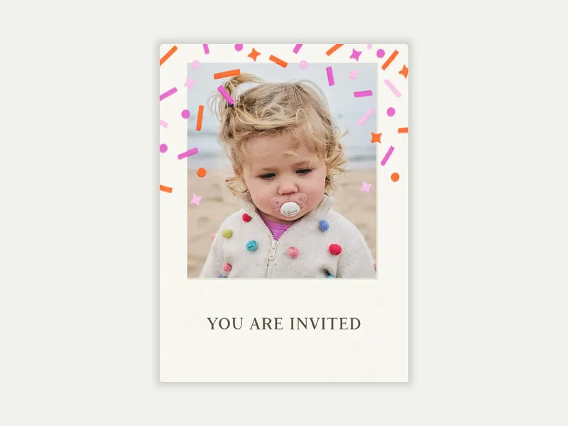 Pink Confetti Snapshot (Photo) - babys_first - Invitation