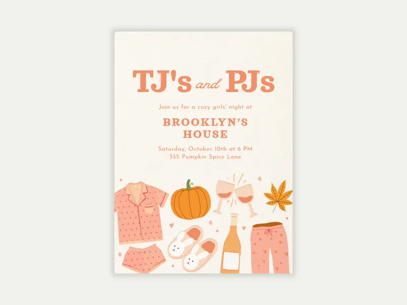 TJ's and PJs - potluck - Invitation