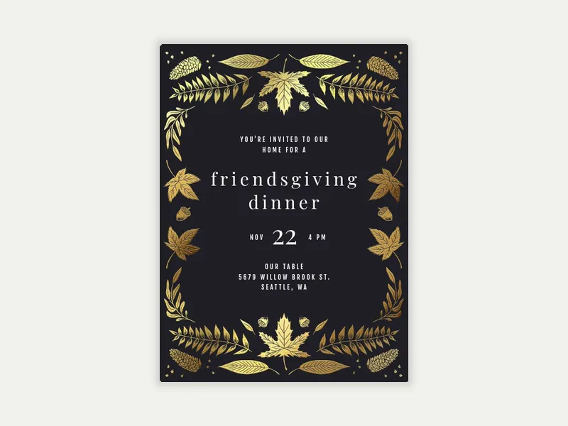 Gold Fall Leaves - friendsgiving - Invitation