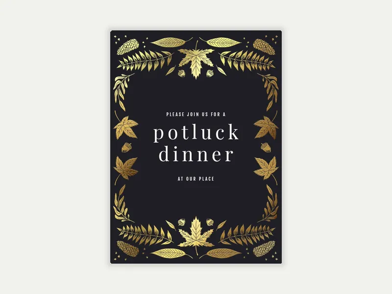 Gold Fall Leaves - potluck - Invitation