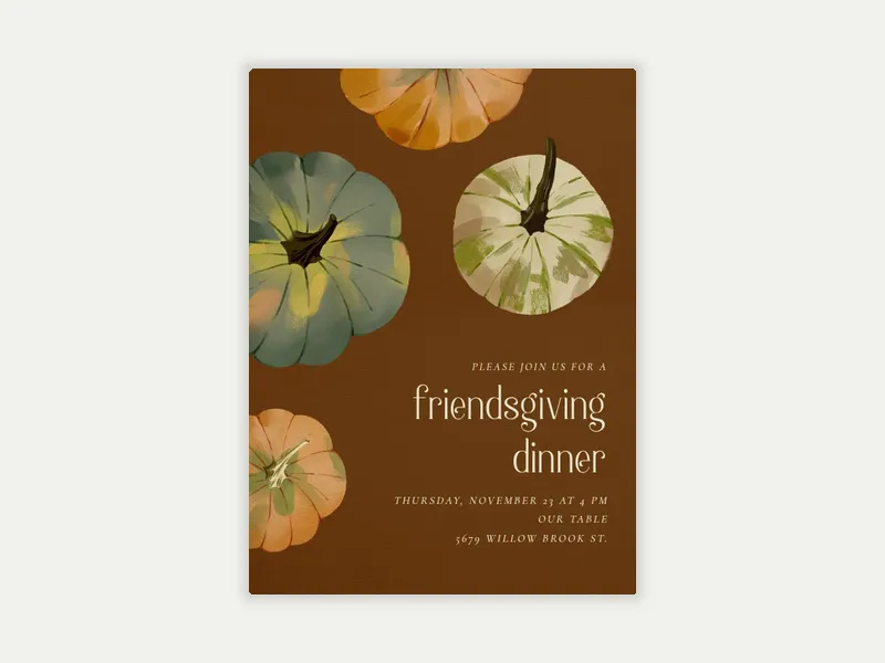 Tri-Color Pumpkins - thanksgiving - Invitation
