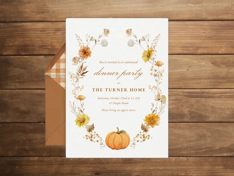 Autumn Blooms - potluck - Invitation