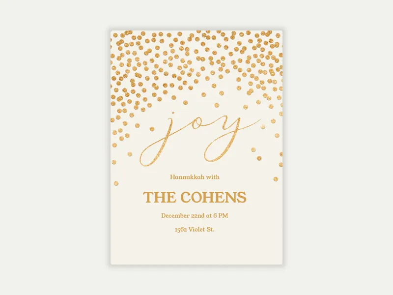 Gold Confetti Joy - hanukkah - Invitation
