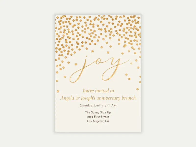 Gold Confetti Joy - anniversary - Invitation