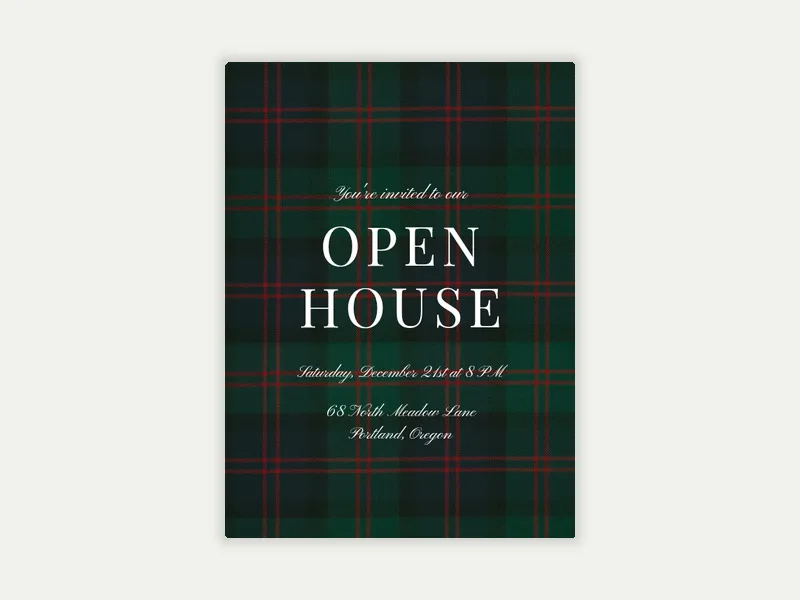 Green Plaid - open_house - Invitation