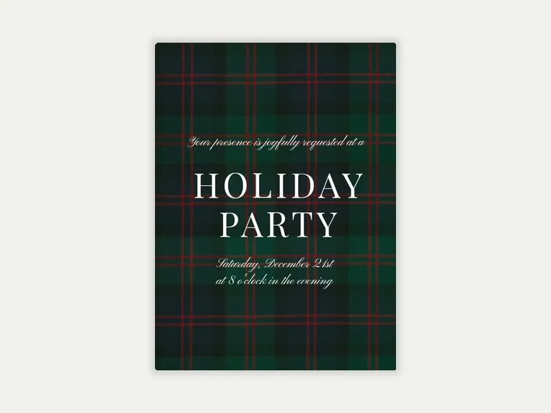 Green Plaid - winter - Invitation