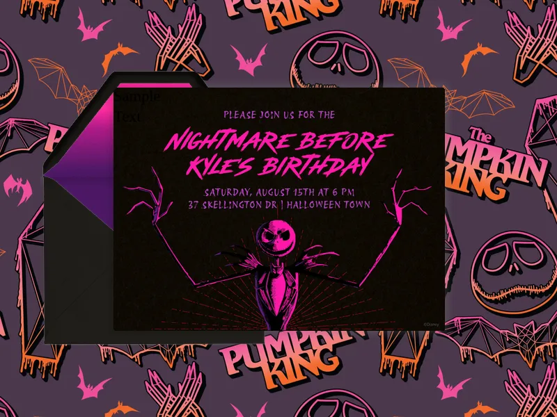 Tim Burton's The Nightmare Before Christmas: Neon Jack - birthday_foradults - Invitation