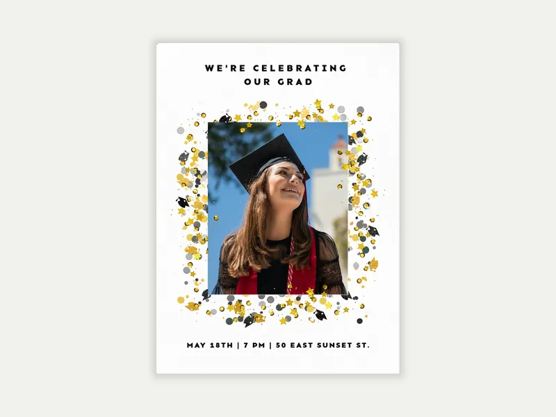 Metallic Stars (Photo) - graduation - Invitation