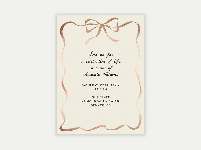 Foiled Ribbon - funeral_memorial_service - Invitation