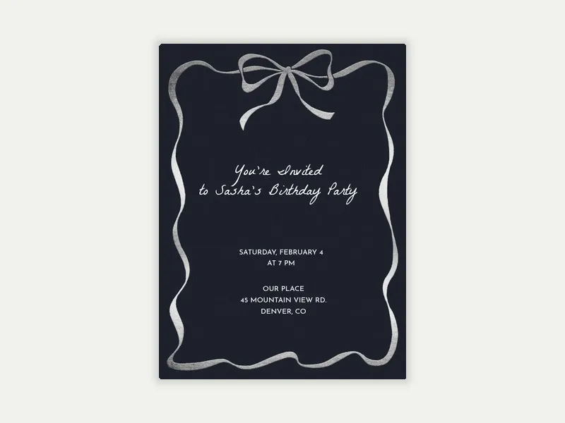 Foiled Ribbon - birthday - Invitation