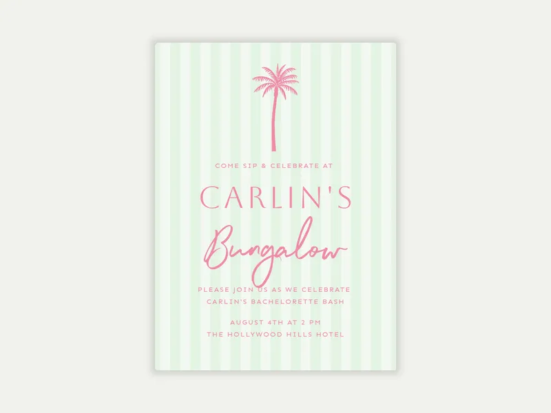 Palm Bungalow Invitation free template design