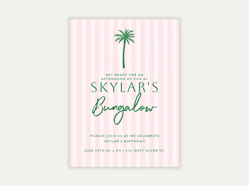 Palm Bungalow - quinceanera - Invitation