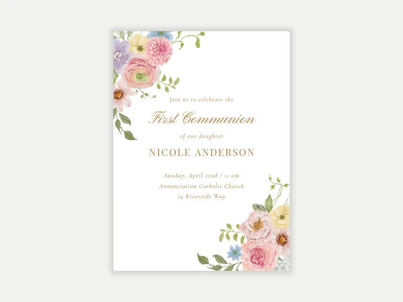 Joyful Blooms - first_communion - Invitation