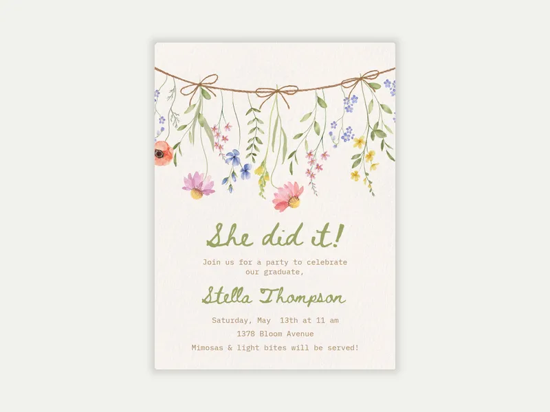 Garden Garland - graduation - Invitation