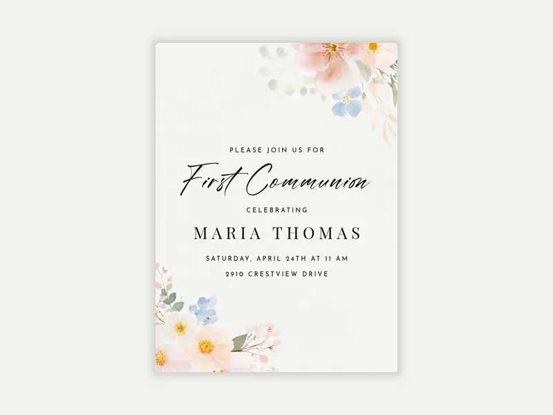 Blossom Corner - first_communion - Invitation