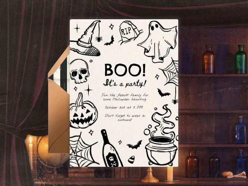 Skeleton Sketches - halloween - Invitation