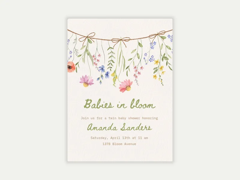 Garden Garland - twins_shower - Invitation