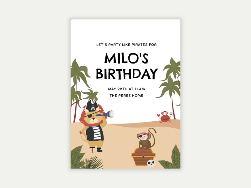 Beach Critters Invitation free template design