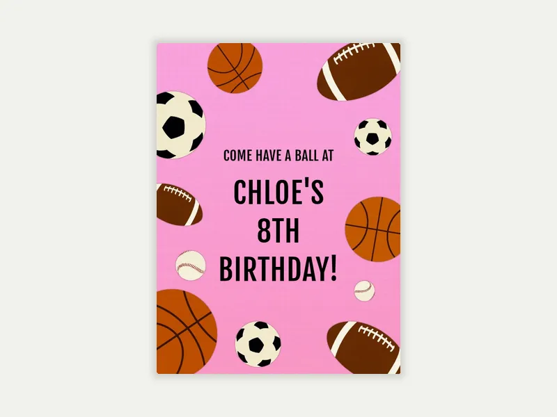 Sports Balls - chuck_e_cheese - Invitation