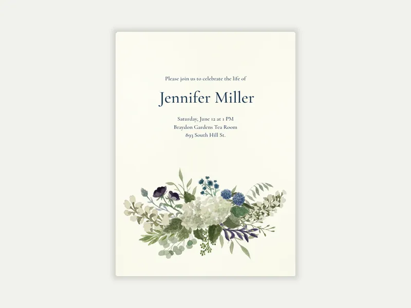 Green Floral Watercolor - funeral_memorial_service - Invitation