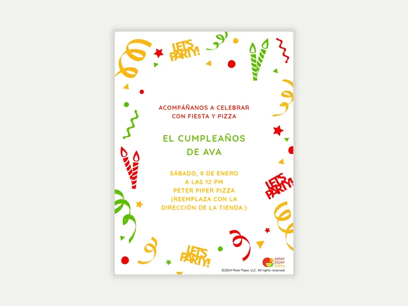 Peter Piper Pizza: Una fiesta de Pizza - peter_piper_pizza - Invitation