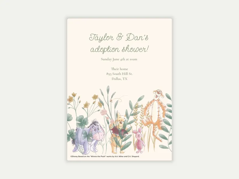 Disney’s Winnie the Pooh: Watercolor Pooh & Friends - parenthood_journey - Invitation