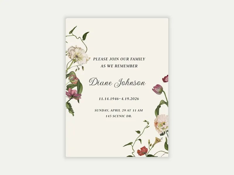 Blooms of Love - funeral_memorial_service - Invitation