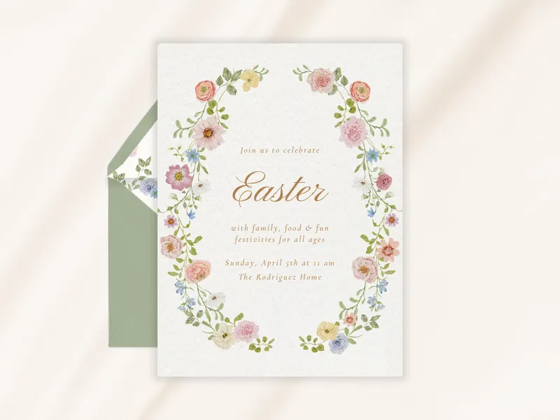 Botanical Wreath - easter - Invitation