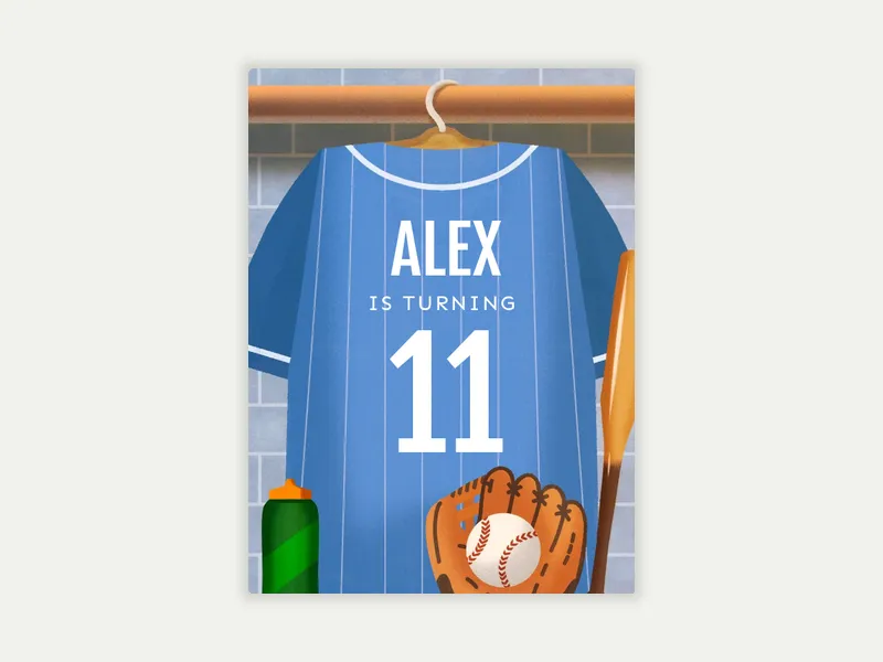 Birthday Baseball Jersey - 11th_birthday - Invitation