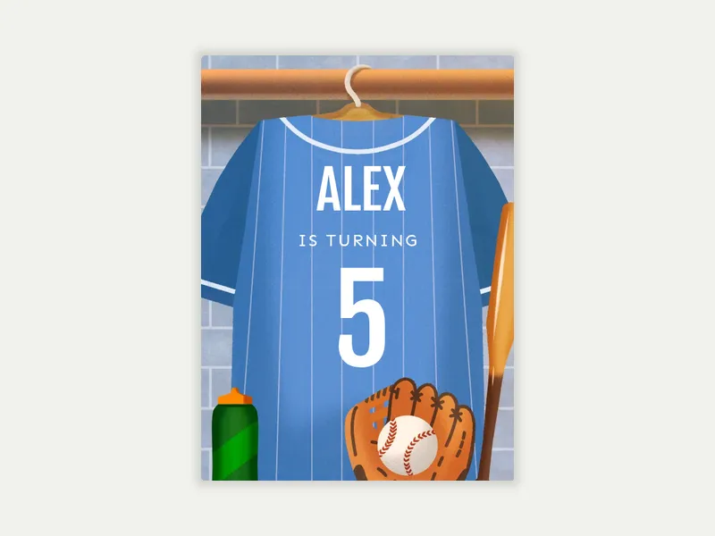 Birthday Baseball Jersey - 5th_birthday - Invitation