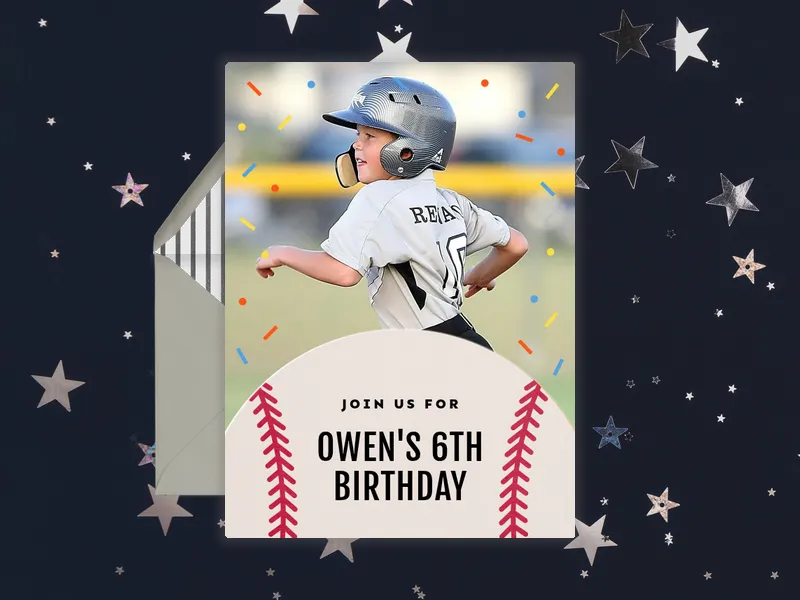 Baseball Sprinkles (Photo) - 6th_birthday - Invitation