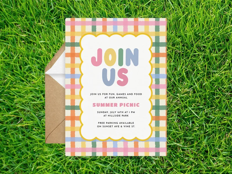 Cheerful Checkers - seasons - Invitation