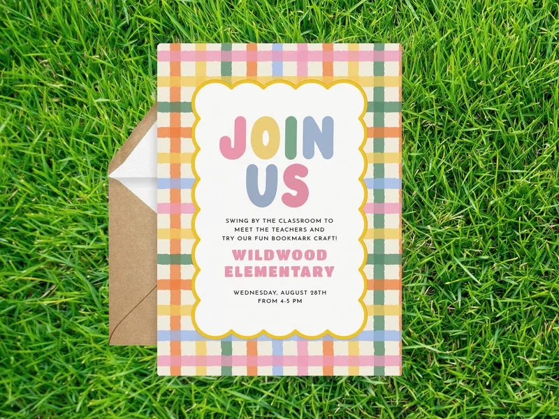 Cheerful Checkers - school - Invitation