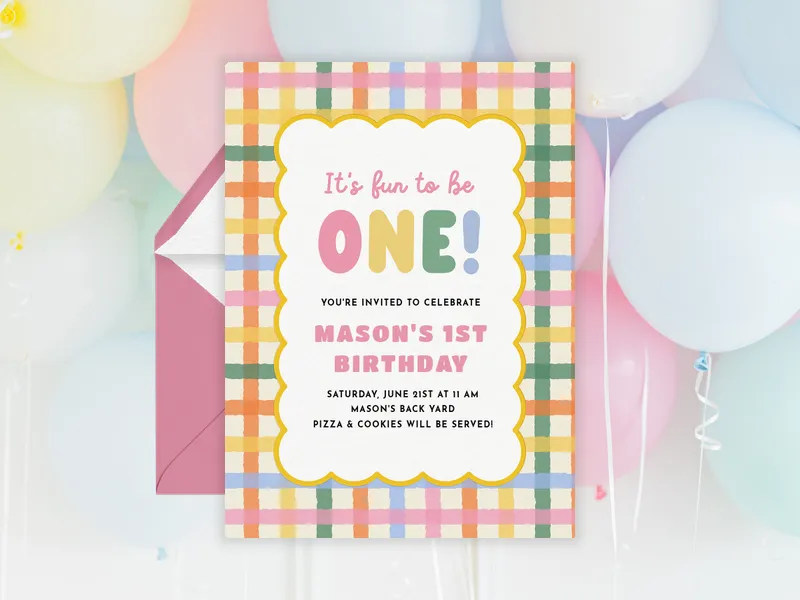Cheerful Checkers - babys_first - Invitation