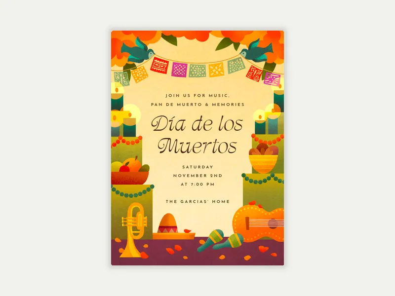 Día de los Muertos Music - dia_de_los_muertos - Invitation