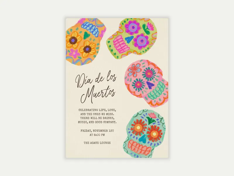 Colorful Sugar Skulls - dia_de_los_muertos - Invitation