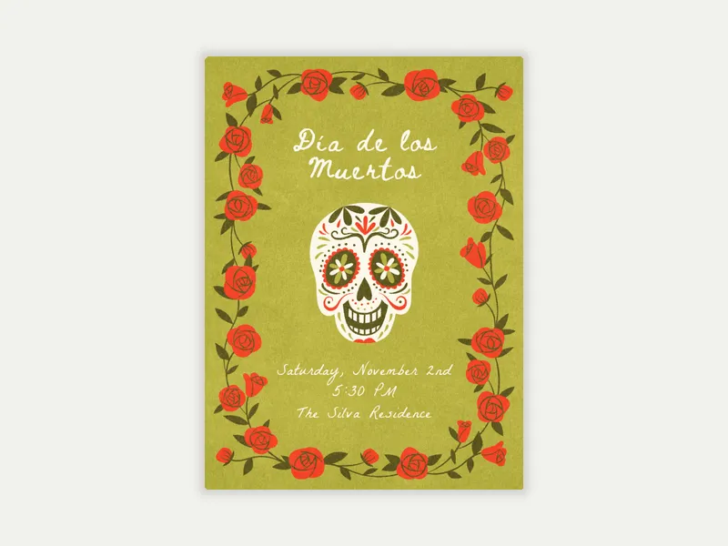 Rose Skull Invitation free template design