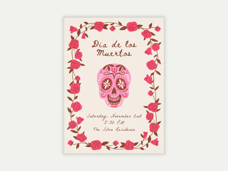 Rose Skull - holidays - Invitation