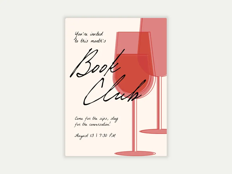 Book of the Month - wine_tasting - Invitation