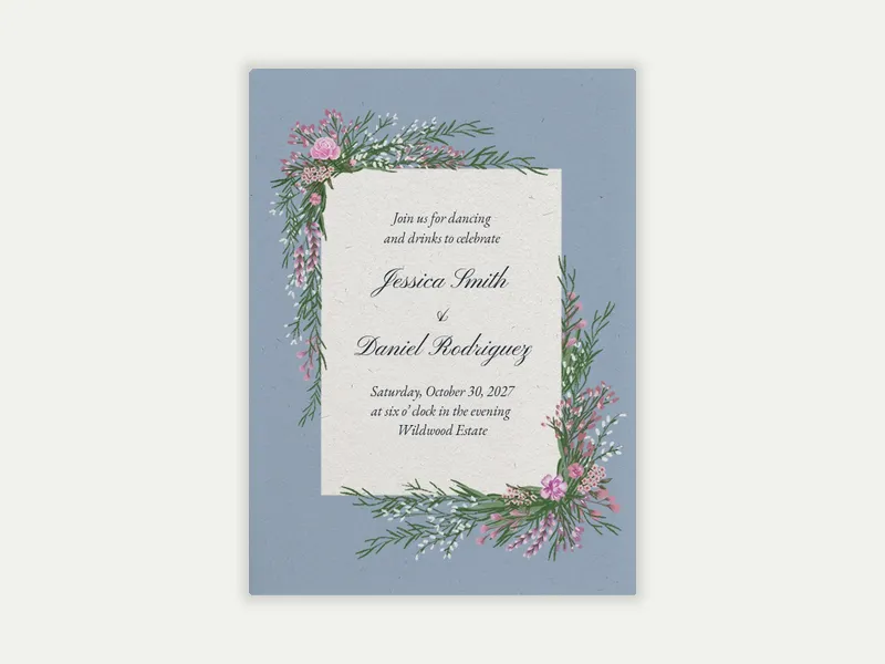 Antique Blue Bouquet - welcome_party - Invitation
