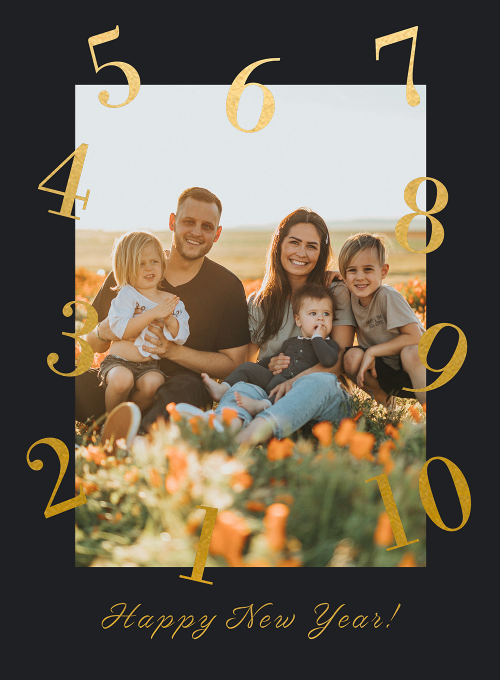 Black & Gold Counting Down (Photo) - new_years_cards - Card