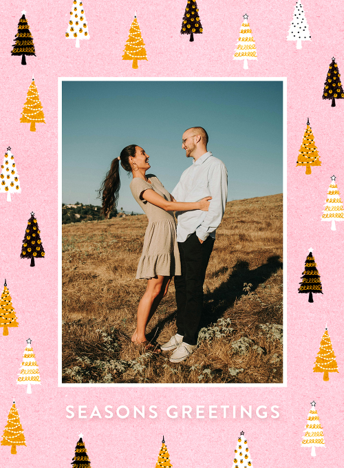 Pink & Gold Trees (Photo) - christmas_cards - Card