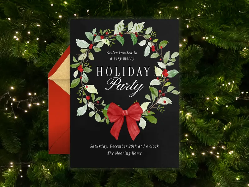Very Merry Wreath - holiday_party - Invitation