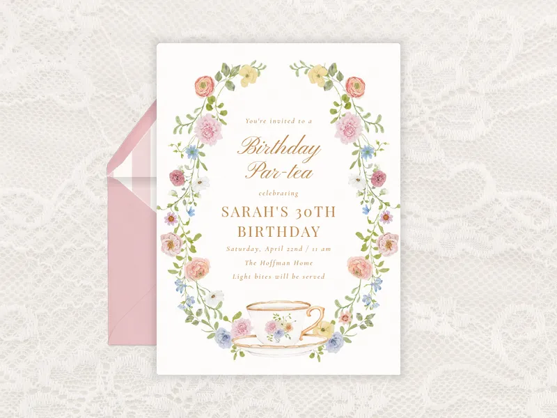 Botanical Tea - 30th_birthday - Invitation