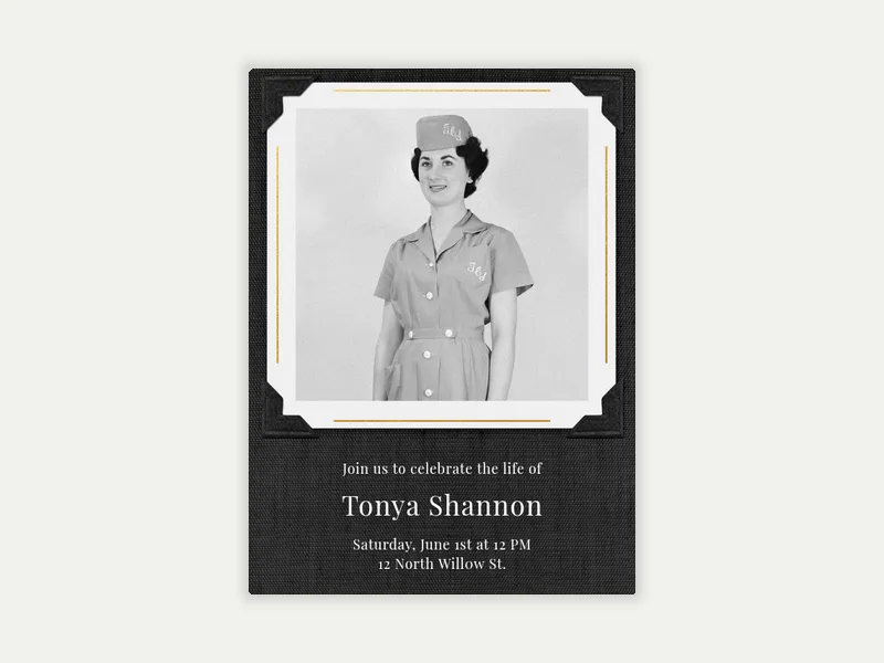 Basic Linen Frame (Photo) - funeral_memorial_service - Invitation
