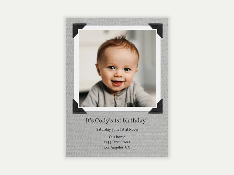 Basic Linen Frame (Photo) - babyandkids_dyo_uyo - Invitation