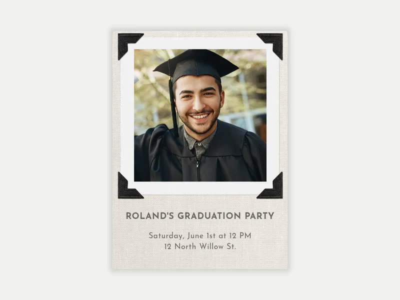 Basic Linen Frame (Photo) - graduation - Invitation