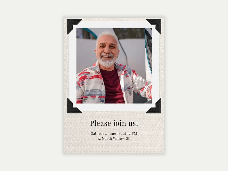 Basic Linen Frame (Photo) - retirement_farewell - Invitation