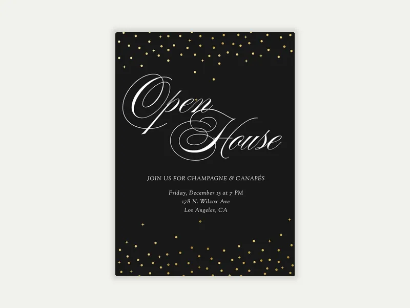 Gold Glitter Confetti - open_house - Invitation
